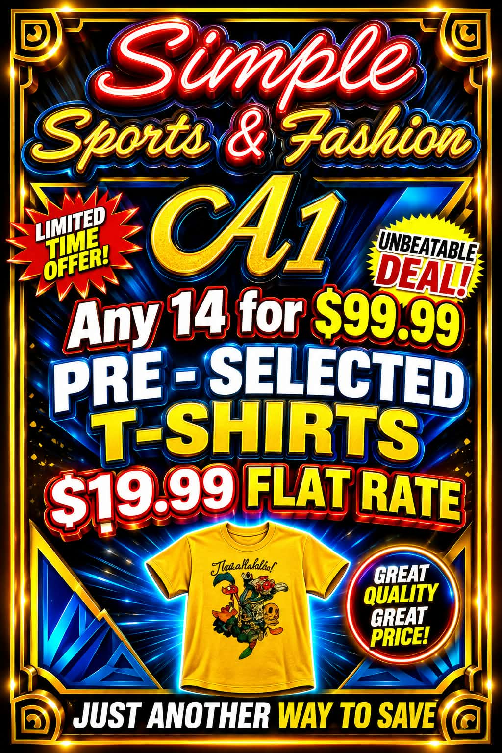 * A1 Bundle Deal – 14 Graphic T-Shirts for Only $99.99.       Sku: A-1