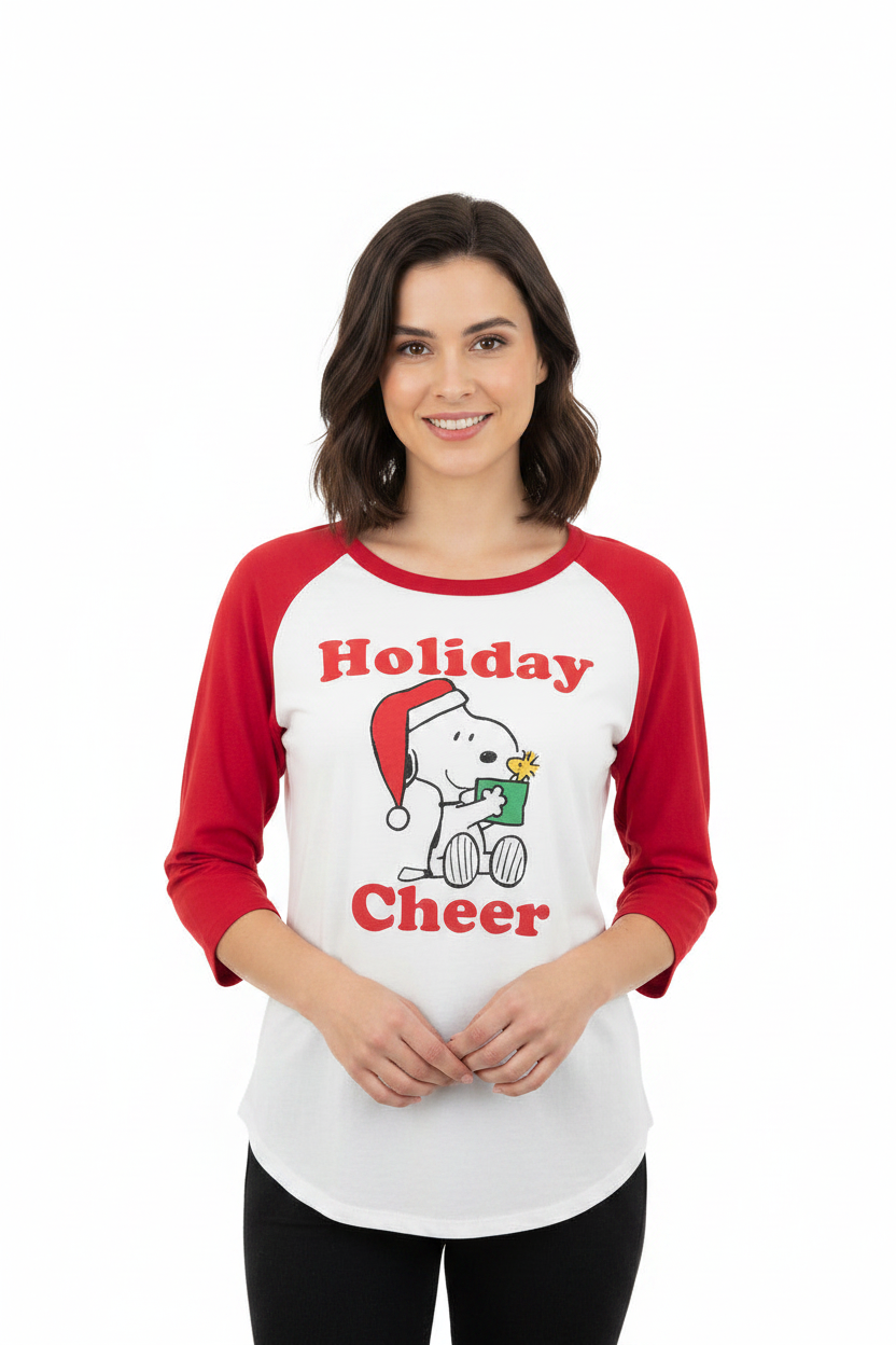 Peanuts Snoopy Holiday Cheer Raglan Shirt SKU: 164-INH