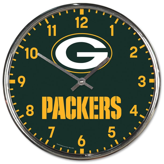 Green Bay Packers Chrome Clock      sku: 2790723-wc