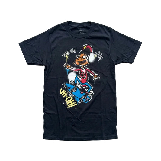 Skateboard Cartoon Graphic T-Shirt – Black.                    Sku H-22