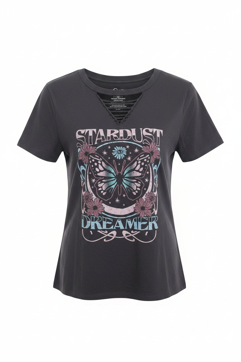 SKU: 165-INH
Women’s Stardust Dreamer Butterfly Graphic T-Shirt