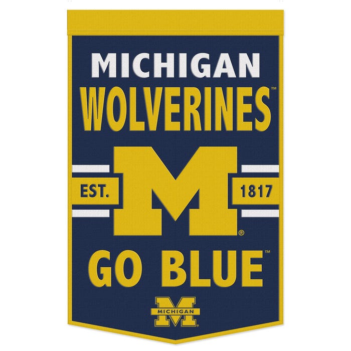 Michigan Wolverines Primary Wool Banner 24" x 38" is available to buy in increments of 1    sku: 48893322-wc